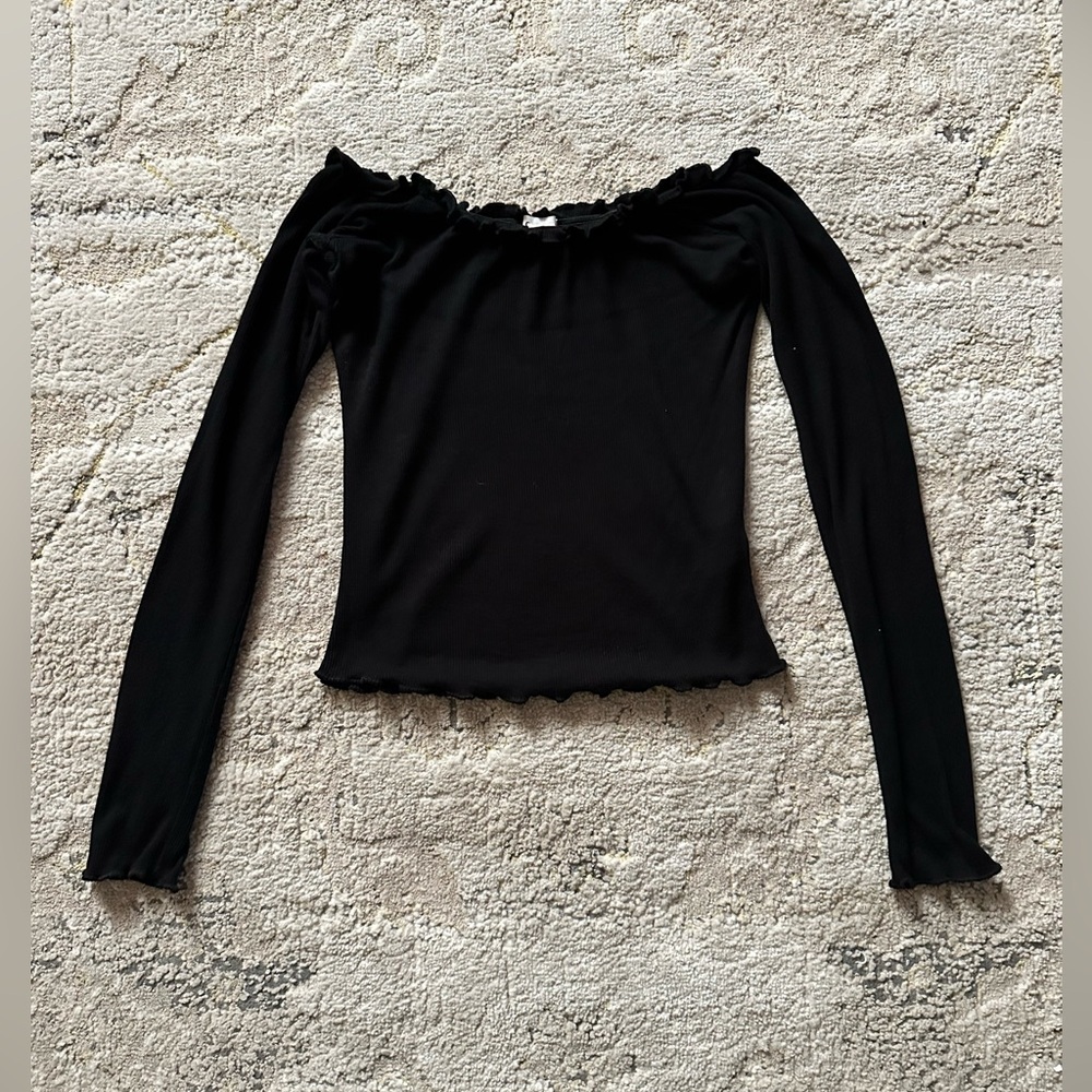 Stretchy Ribbed Off Shoulder Top - Picture 3 of 4